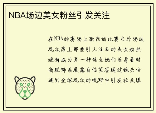 NBA场边美女粉丝引发关注